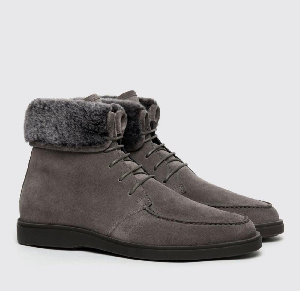 Santoni ankle fur-trim detail boots men’s size 8.5 (display model)